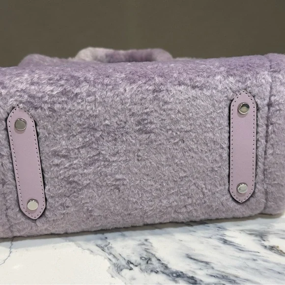 Kate Spade Ellie Faux Fur Shearling Small Tote, Violet Mist NWT